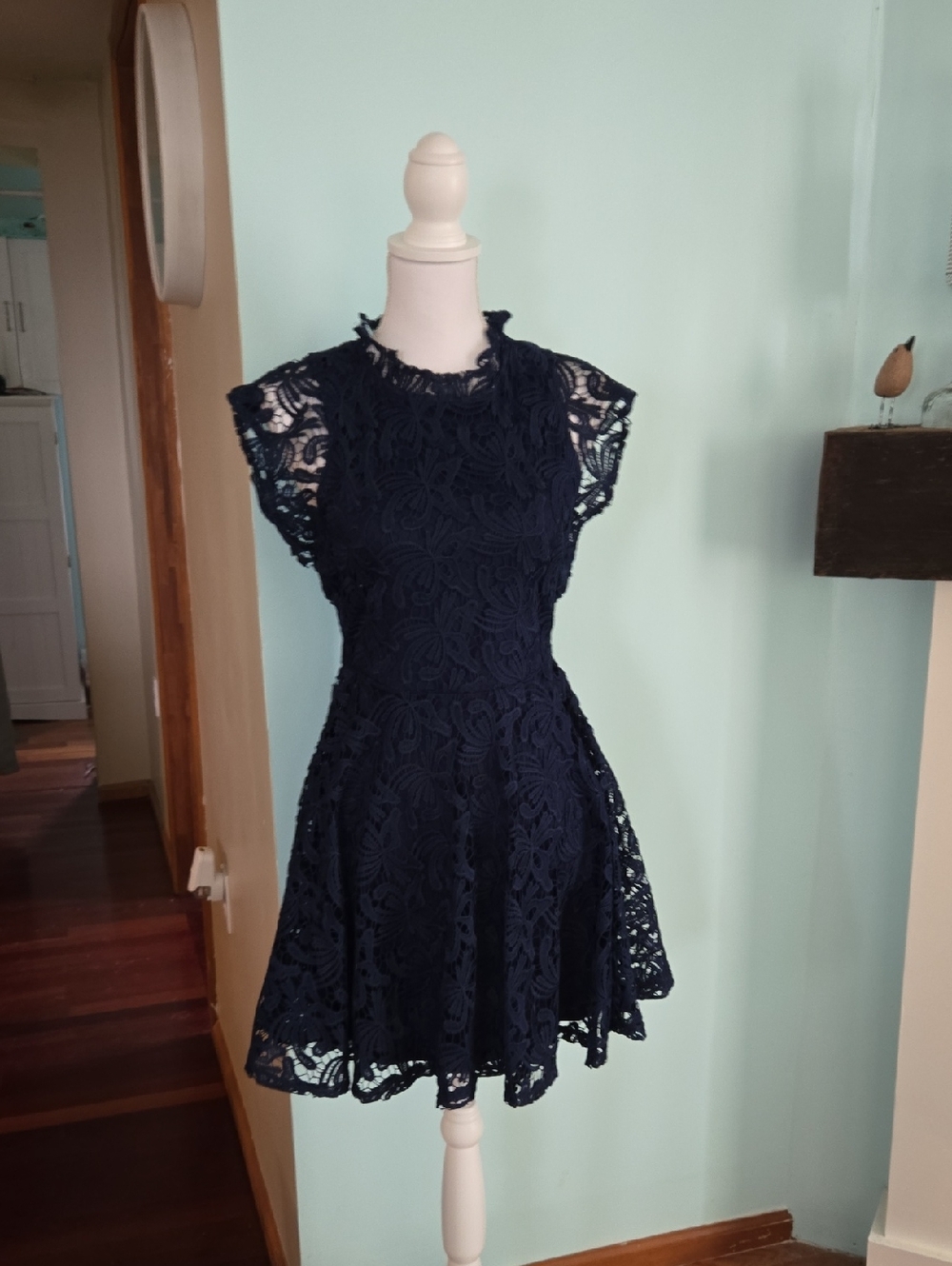 Sequin Hearts Navy Blue Lace Dress S
